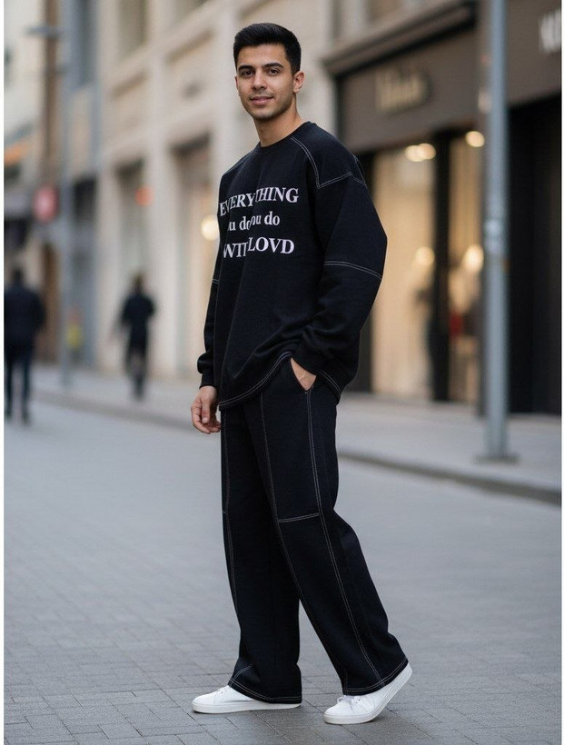 ست فینگردار اسپرت جنس: گلکسی پنبه مشکی زنانه مردانه فری سایز تا 50