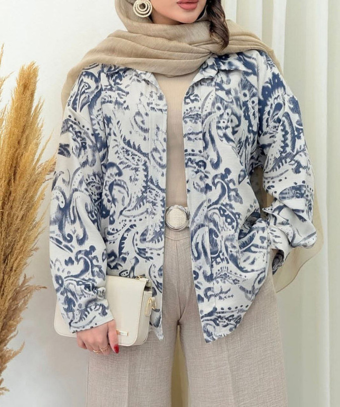 شومیز عسل جنس : بیسکویتی طرح دار زرشکی, سورمه ای, مشکی, نسکافه ای