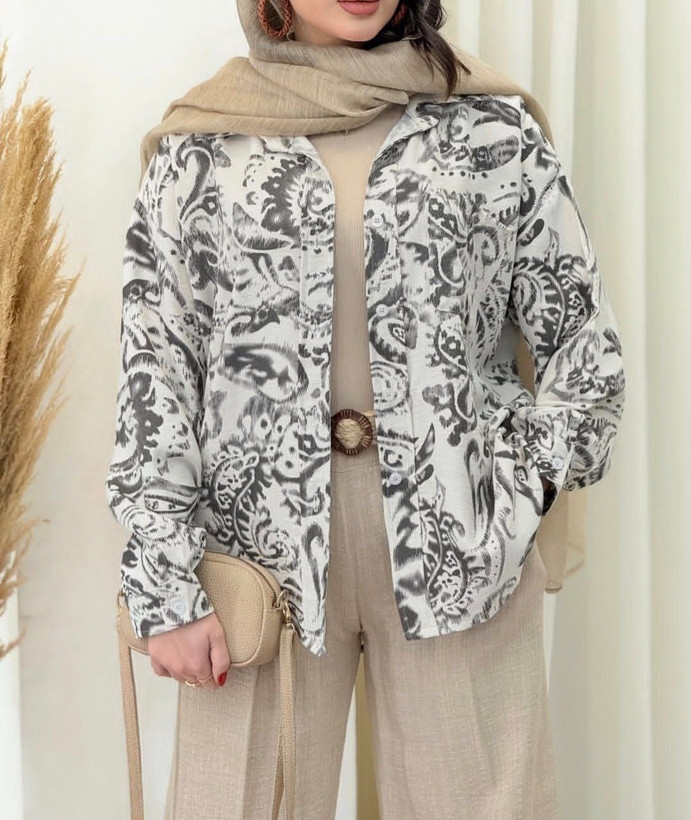 شومیز عسل جنس : بیسکویتی طرح دار زرشکی, سورمه ای, مشکی, نسکافه ای