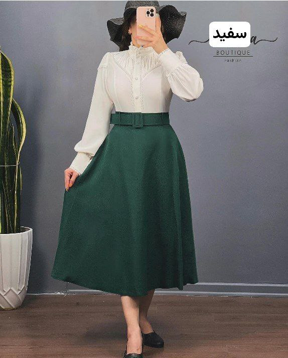 شومیز سینه چین جنس: الیزه درجه1 سبز - سفید - قرمز - نسکافه - کاربنی زنانه سایز بندی
