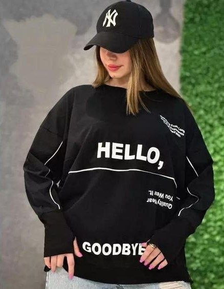 بلوز اسپرت hello جنس : دورس پنبه درجه یک مشکی فری سایز زنانه
