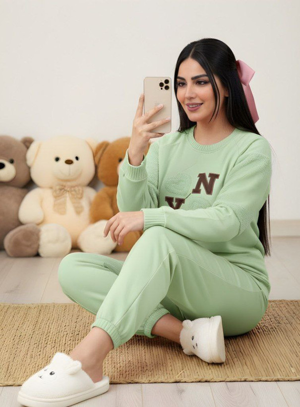 ست بلوز شلوار قلب جنس : سنگشور و تدی آبی , طوسی , کرم , پستهای , صورتی , فری سایز زنانه
