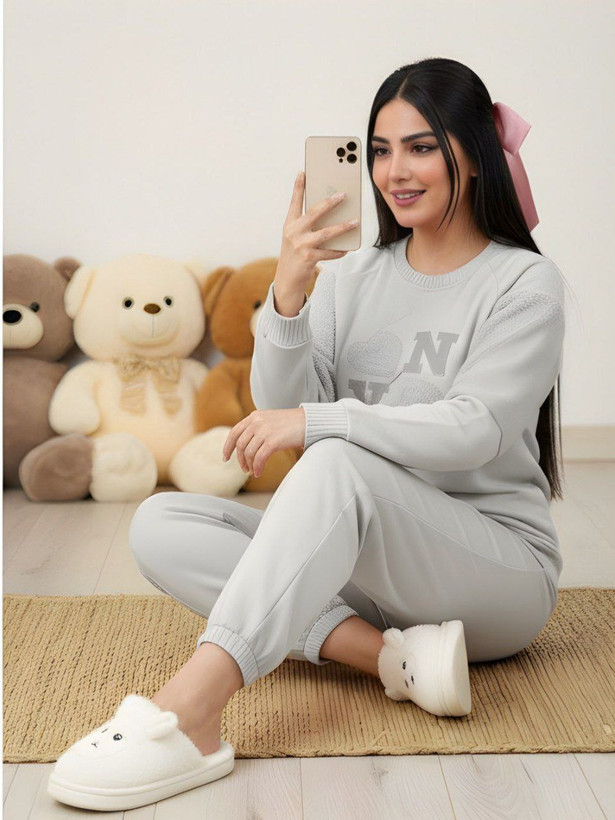 ست بلوز شلوار قلب جنس : سنگشور و تدی آبی , طوسی , کرم , پستهای , صورتی , فری سایز زنانه