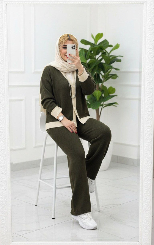 ست سه تکه ساده جنس : بافت آکریل زرشکی, سورمه, شکلاتی, کاپوچینو, مشکی فری سایز زنانه