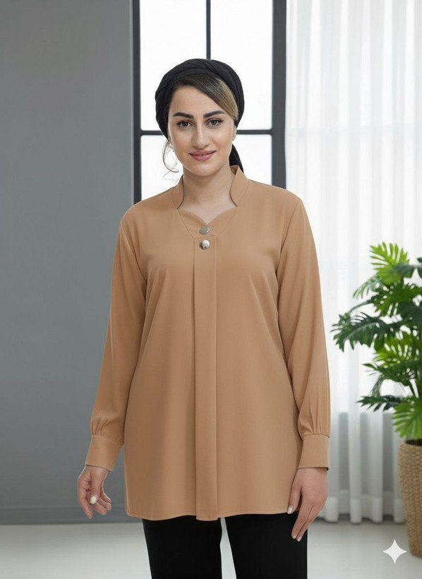شومیز یقه دلبر جنس: الیزه اجری - سبز - سفید - طوسی - مشکی - نسکافه - کرمی سایز بندی زنانه