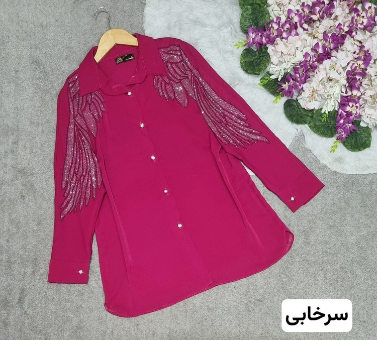 شومیز رامک جنس: الیزه درجه1 سرخابی - سفید - قرمز - نسکافه - کاربنی سایز بندی زنانه