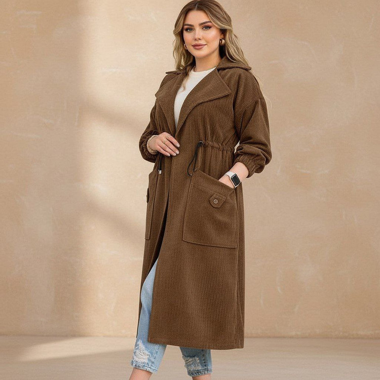 پالتو کبریتی ملودی جنس : مخمل کبریتی ریز زیتونی, زیتونی روشن, کرم نسکافه ای, نسکافه ای فری سایز زنانه