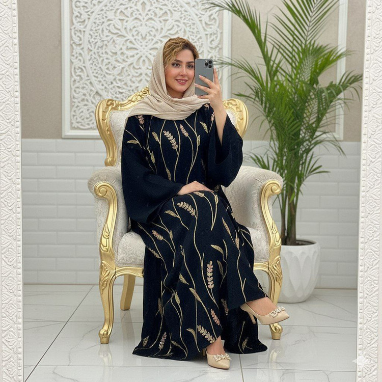 عبای گندمی جنس : الیزه و شانتو اعلا با خرجکار هندی تک رنگ فری سایز زنانه