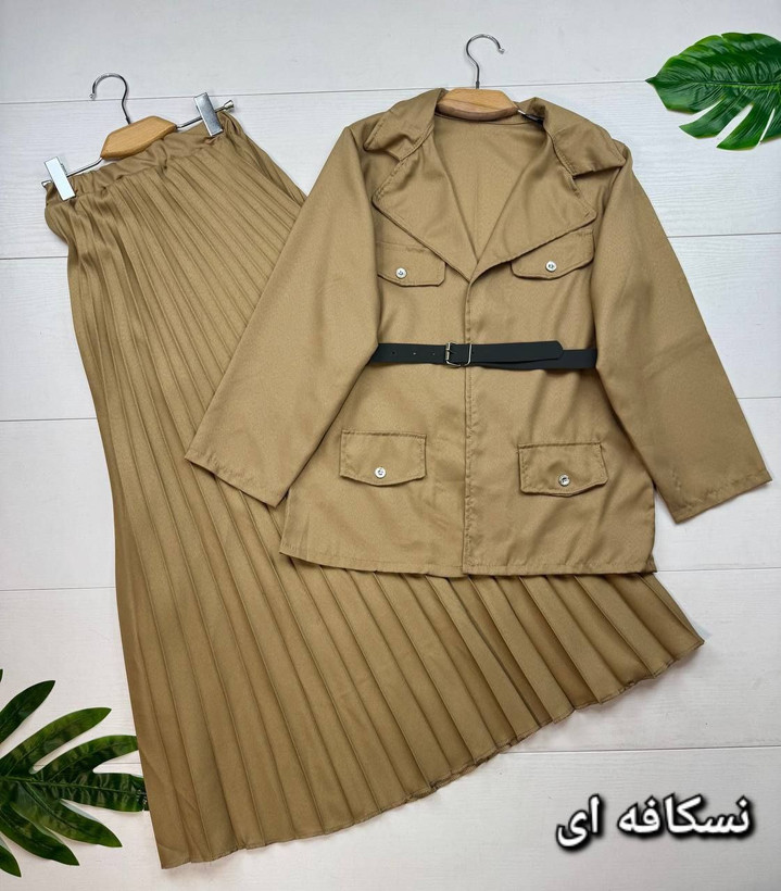 کت و دامن اسپیناس جنس : کرپ اندونزی : زیتونی, مشکی, نسکافه ای فری سایز زنانه