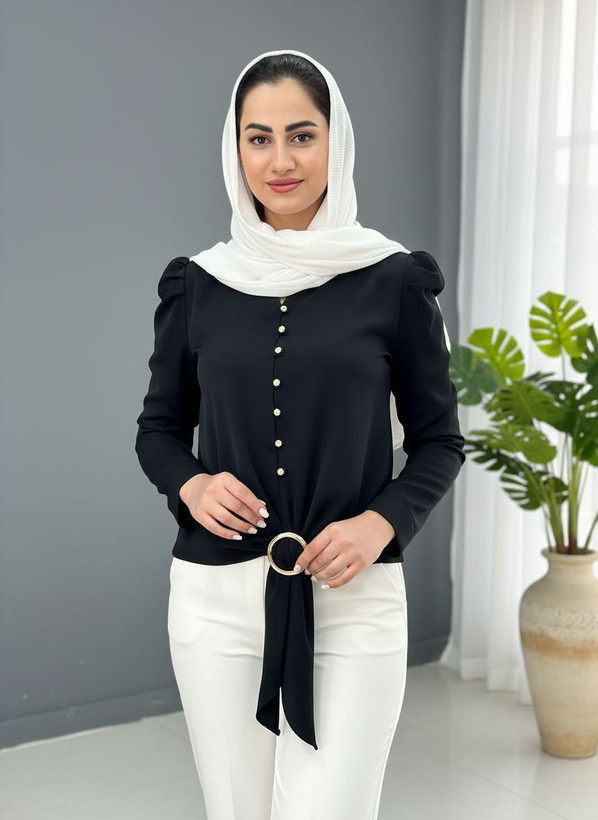 شومیز گره ای جنس: الیزه درجه1 : سرخابی - سفید - مشکی - نسکافه - کاربنی - کرمی سایزبندی زنانه