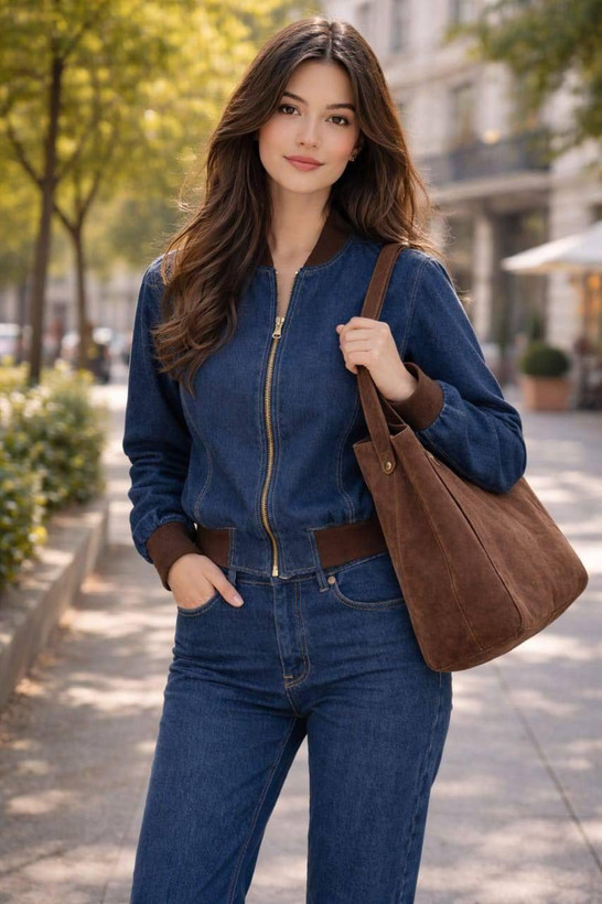 ست سویشرت شلوار مدل لارا جنس : جین باکیفیت تکرنگ فری سایز زنانه