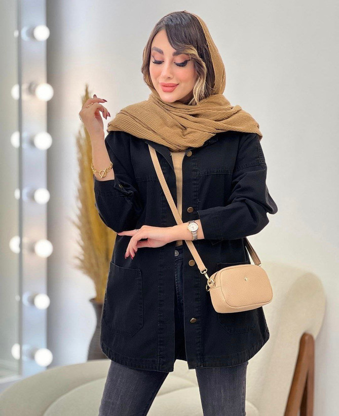 شومیز مانتویی نیل طرح جین نخ ۱۰ درجه یک آبی, آبی 2, ذغالی, سورمه ای سایز بندی زنانه