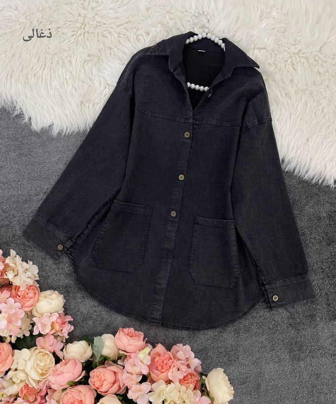 شومیز مانتویی نیل طرح جین نخ ۱۰ درجه یک آبی, آبی 2, ذغالی, سورمه ای سایز بندی زنانه