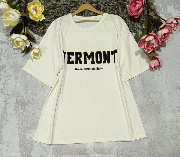 لانگ باکسی vermont جنس : نخ پنبه کرم - سبز - بنفش - خردلی - مشکی - سفید - سرخابی - قرمز - فری سایز زنانه