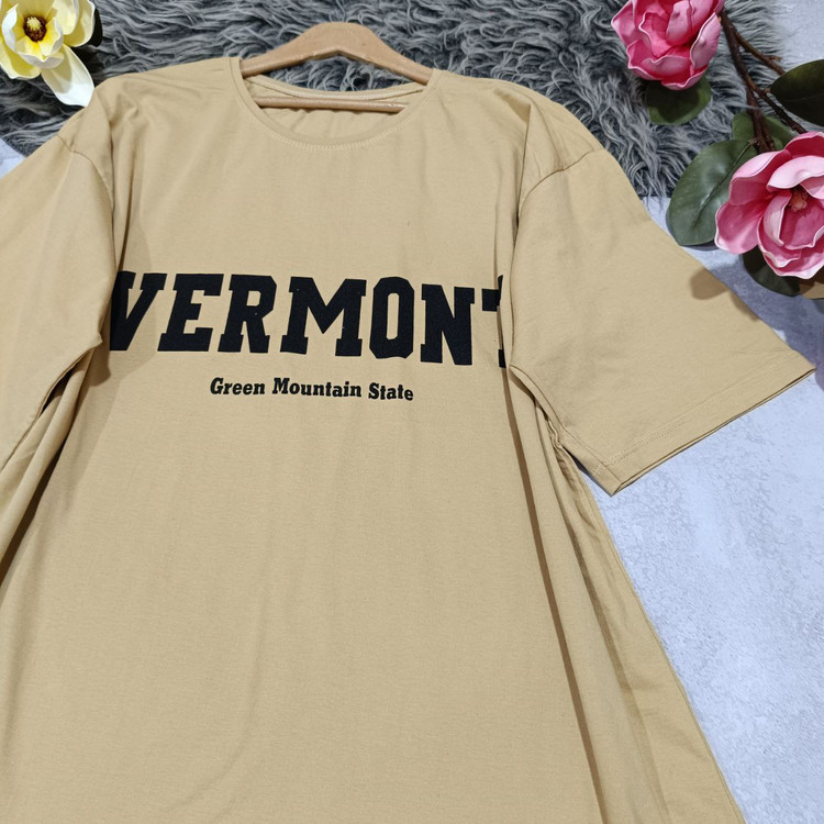 لانگ باکسی vermont جنس : نخ پنبه کرم - سبز - بنفش - خردلی - مشکی - سفید - سرخابی - قرمز - فری سایز زنانه