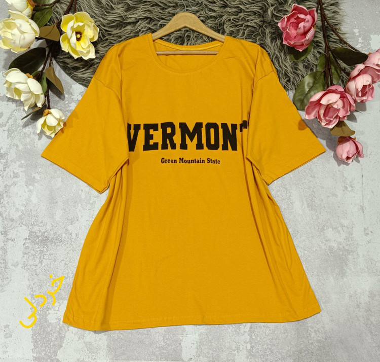 لانگ باکسی vermont جنس : نخ پنبه کرم - سبز - بنفش - خردلی - مشکی - سفید - سرخابی - قرمز - فری سایز زنانه