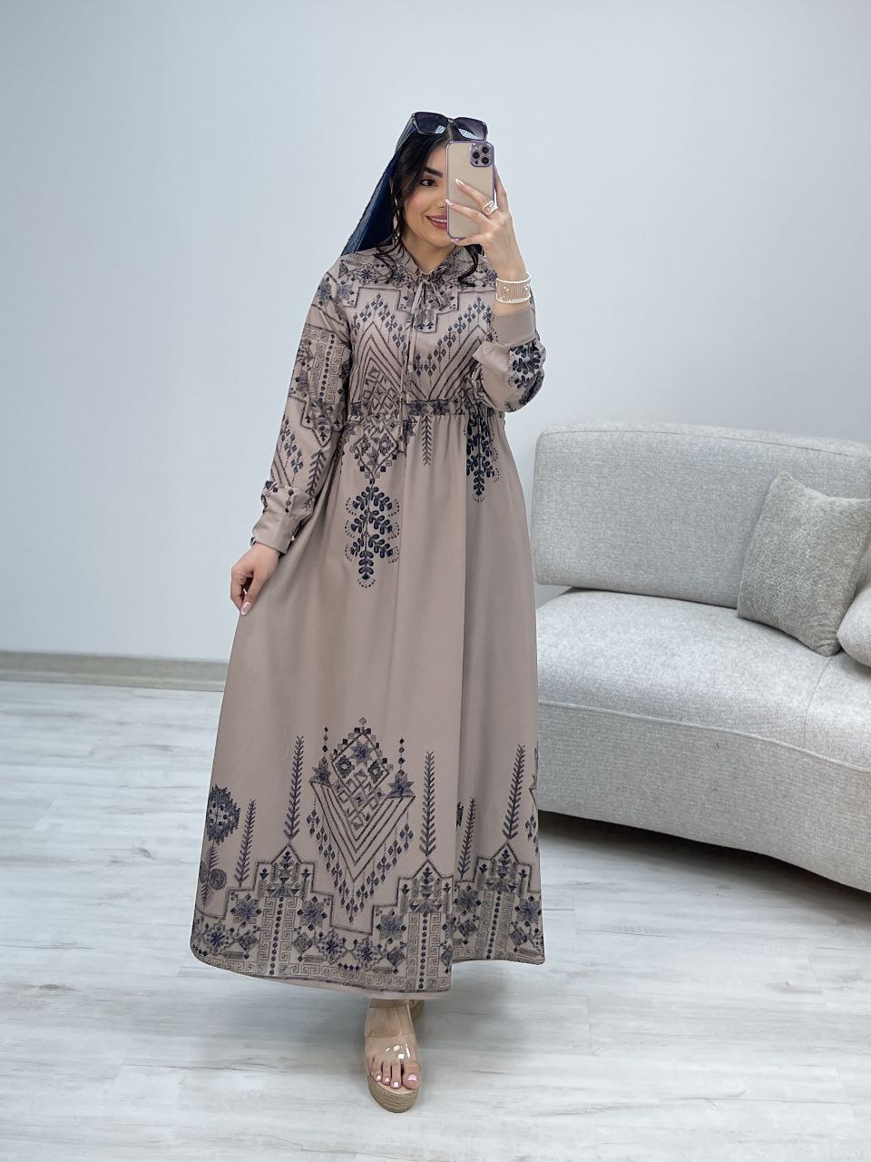 پیراهن ساحلی سنتی جنس : فلور نخ درجه یک  سورمه‌ای, طوسی, کرم, مشکی کله غازی فری سایز زنانه