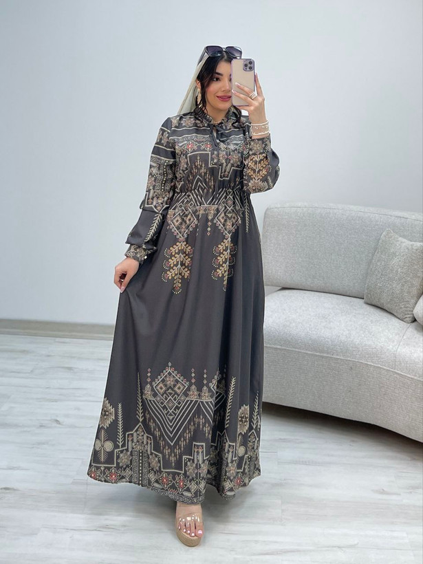 پیراهن ساحلی سنتی جنس : فلور نخ درجه یک سورمهای, طوسی, کرم, مشکی کله غازی فری سایز زنانه