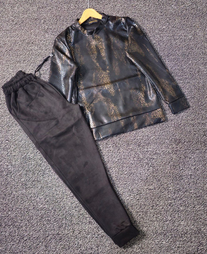 ست پوست ماری devil جنس : بلیز پوست ماری پاییزه ضخیم شلوار سوییت اعلا نسکافه , مشکی , l , xl , xxl ,