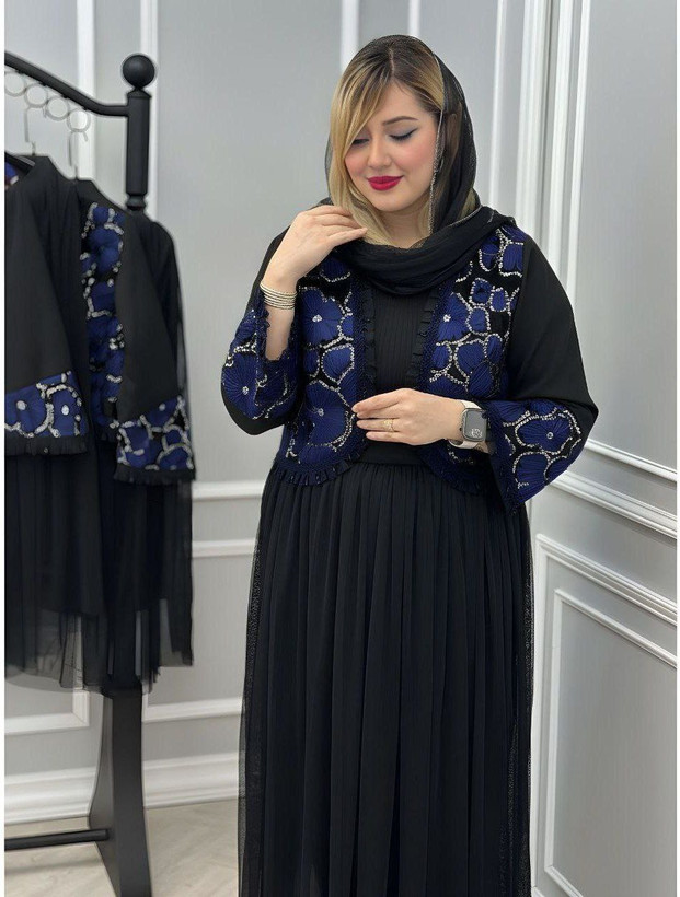 سه تیکه کت و دامن و شال مدل روناک جنس : مازراتی خرجکار هندی و تور کرم, سرمه ای،زرشکی فری سایز زنانه