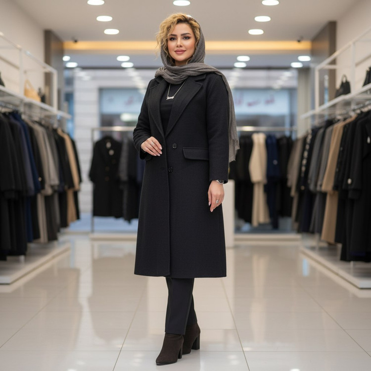 پالتو بلند رویا جنس : توییت پشمی رنگ بندی : زغالی, طوسی, مشکی, نسکافه ای فری سایز زنانه