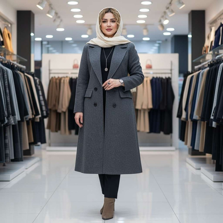 پالتو بلند رویا جنس : توییت پشمی رنگ بندی : زغالی, طوسی, مشکی, نسکافه ای فری سایز زنانه