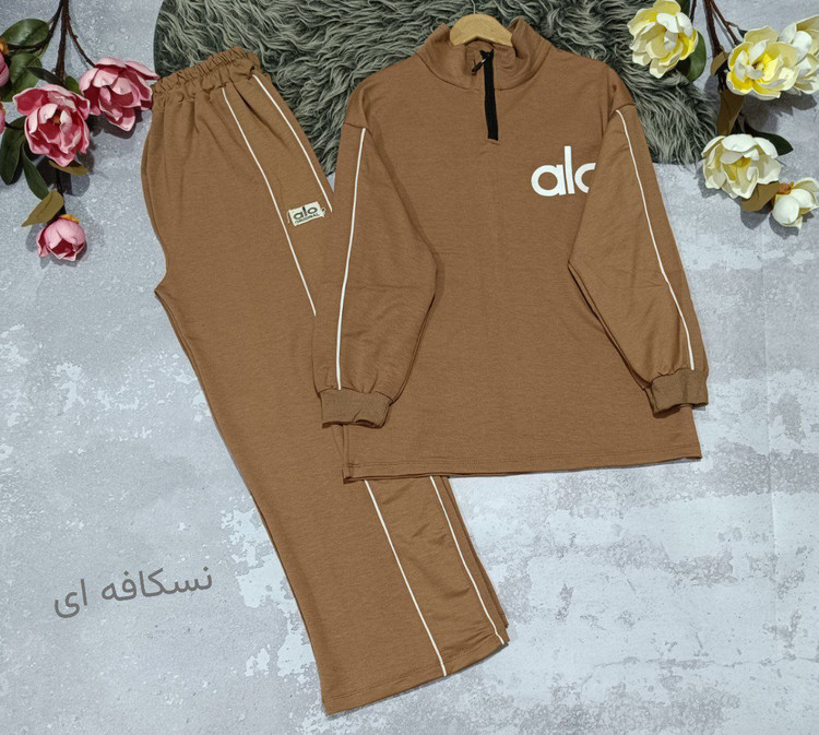 ست نیم زیپ الو جنس : گلکسی پنبه درجه یک مشکی - سبز - کرم - نسکافه ای - سورمه ای فری سایز زنانه