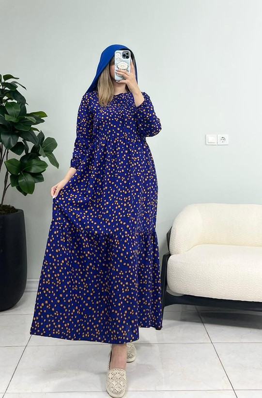 پیراهن ساحلی کرپ پفکی رنگبندی فری سایز زنانه