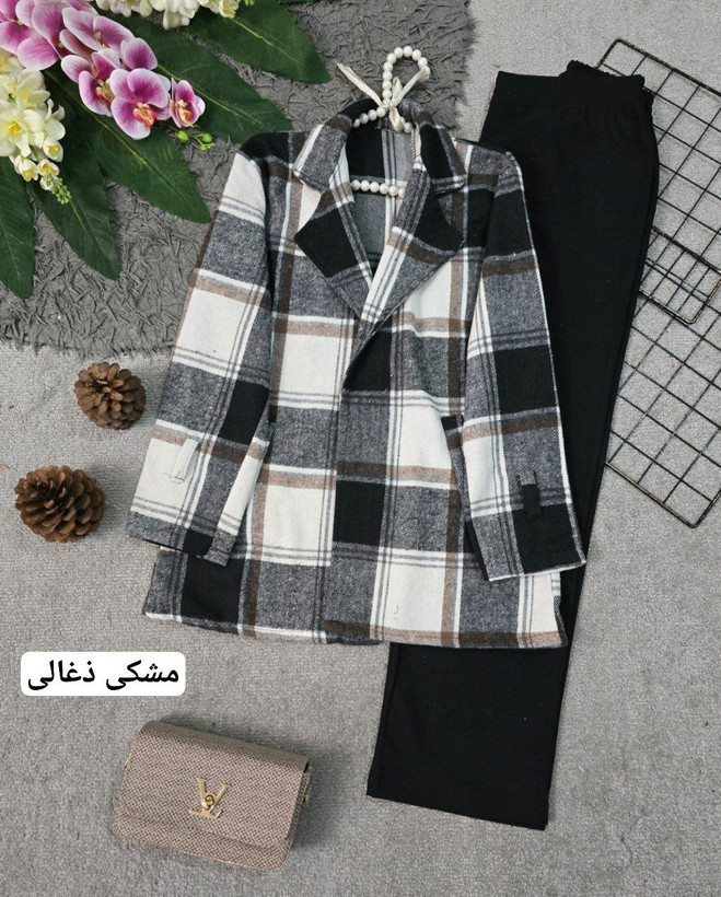 مدل چهارخونه یقه انگلیسی جنس : چهارخونه پشمی موهر دار رنگ بندی فری سایز