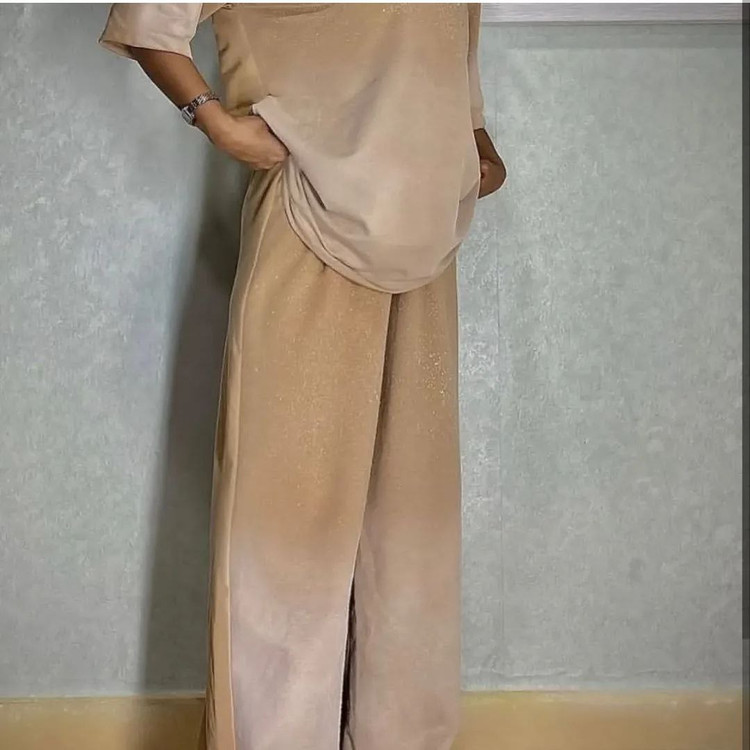ست تیشرت شلوار کهکشان جنس : گلکسی نخ و پنبه با کیفیت سدری, سرمه ای, کرم, مشکی, نسکافه