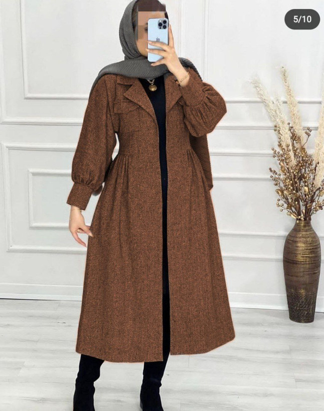 مانتو بلند شراره مخمل کبریتی شتری , مشکی , فری سایز زنانه
