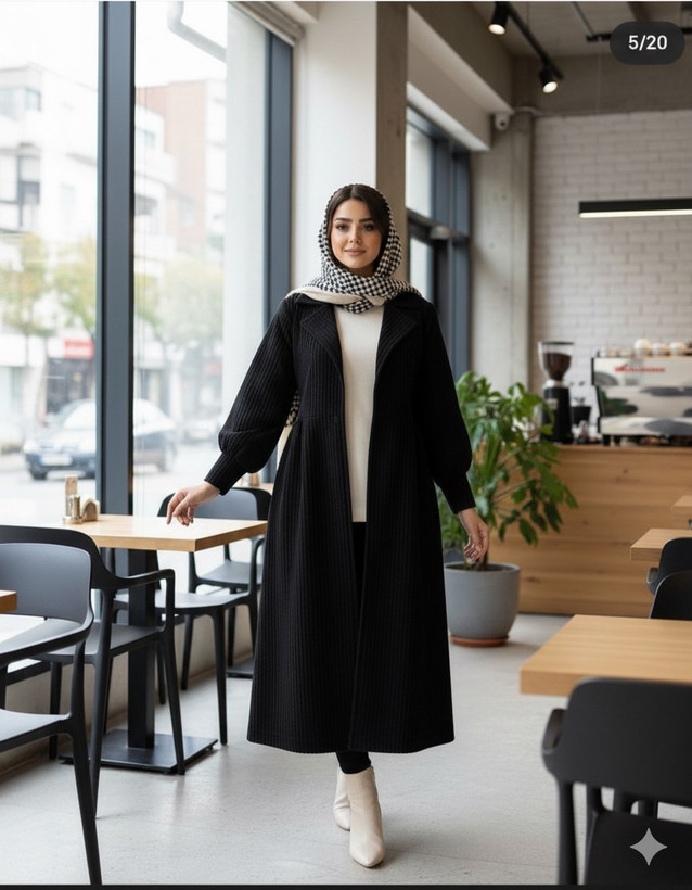 مانتو بلند شراره مخمل کبریتی شتری , مشکی , فری سایز زنانه