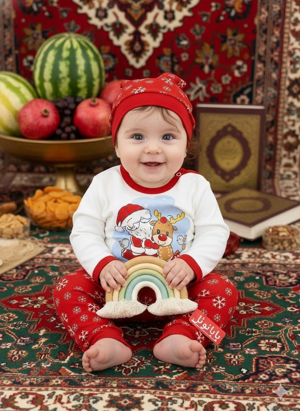 سه تیکه یلدایی بچگونه جنس : پنبه ای بابانوئل ,