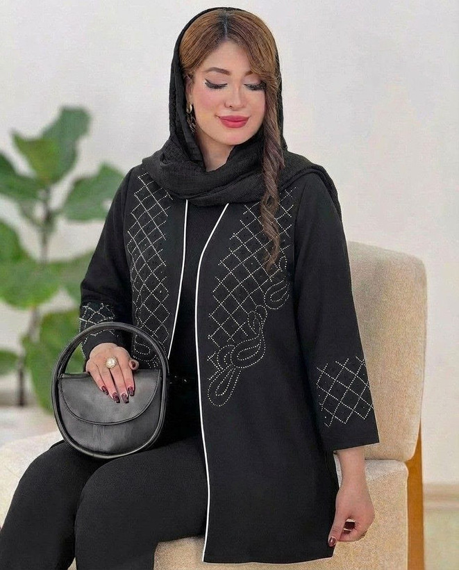 مانتو مجلسی یکتا جنس : مازراتی فری سایز مشکی زنانه