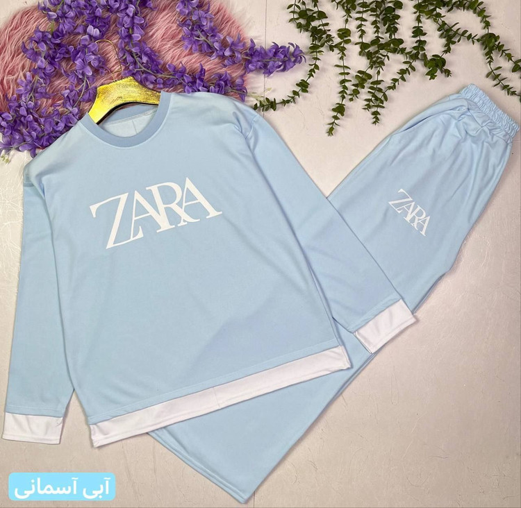 بلوز شلوارZARA جنس : پنبه پسته-ای , آبی-آسمانی ,سبز