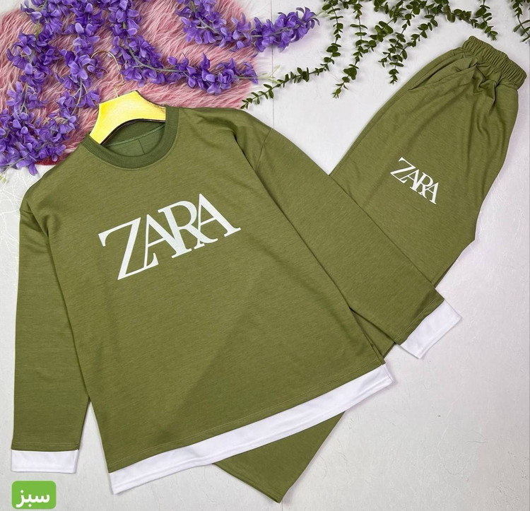 بلوز شلوارZARA جنس : پنبه پسته-ای , آبی-آسمانی ,سبز