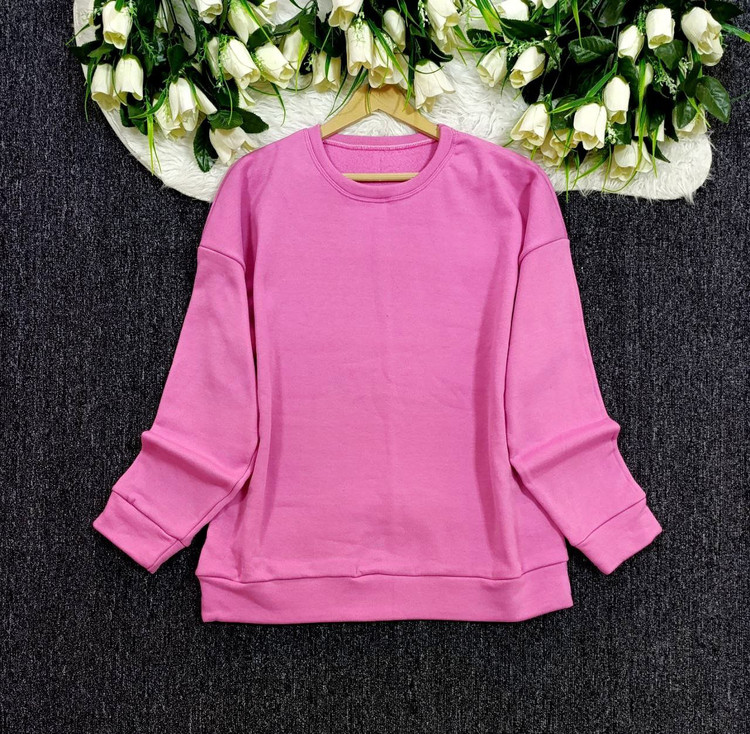 سویشرت دورس زنانه جنس : دورس سه نخ داخل کرک آبی, زرشکی, صورتی, قهوه ای, کرم, مشکی, نیلی فری سایز زنانه