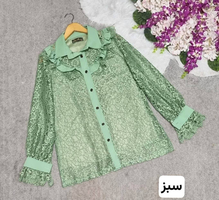 شومیز باربی زنانه - گیپور خارجی درجه یک- رنگ بندی: سبز - سفید - سورمه - نسکافه - سایزبندی: زنانه