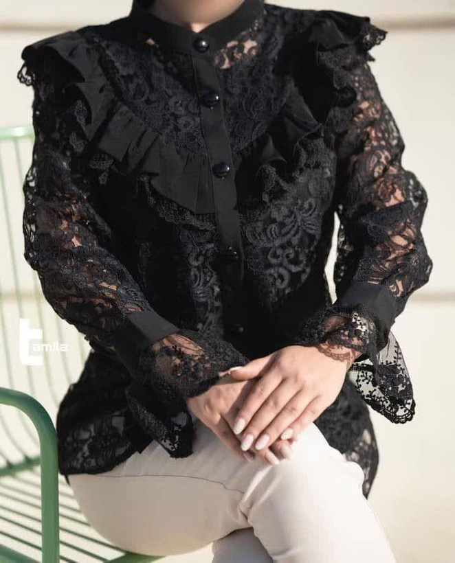 شومیز باربی زنانه - گیپور خارجی درجه یک- رنگ بندی: سبز - سفید - سورمه - نسکافه - سایزبندی: زنانه