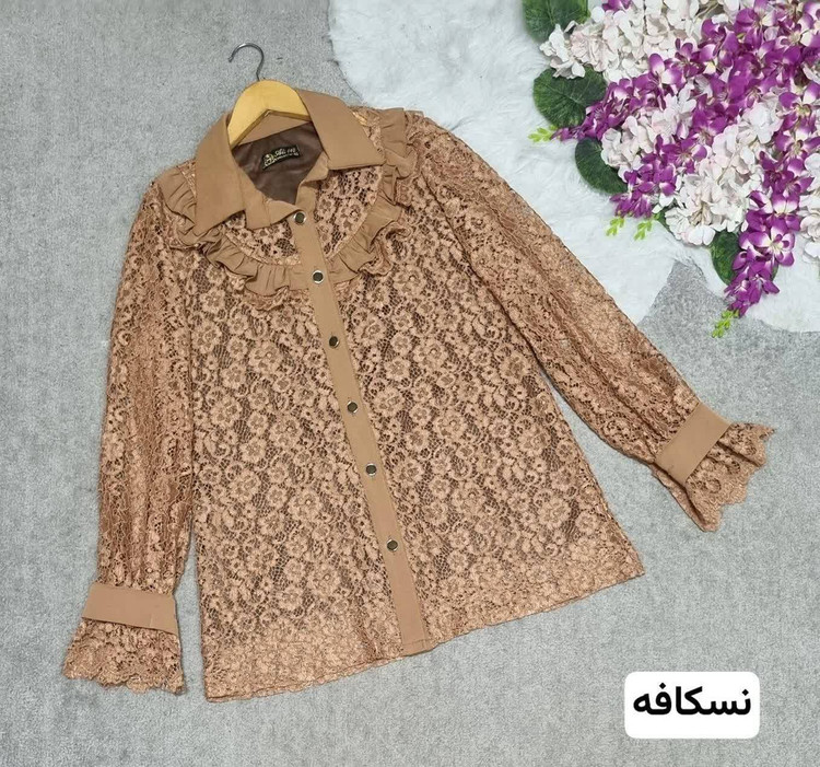 شومیز باربی زنانه - گیپور خارجی درجه یک- رنگ بندی: سبز - سفید - سورمه - نسکافه - سایزبندی: زنانه