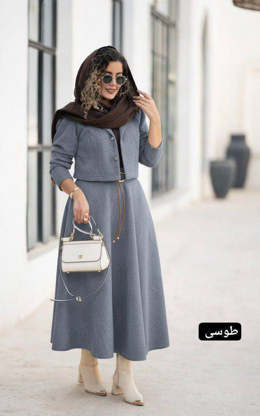 💞کت و دامن زنانه شکیلا💞جنس : 💞کبریتی ریز💞رنگ بندی - فری سایز