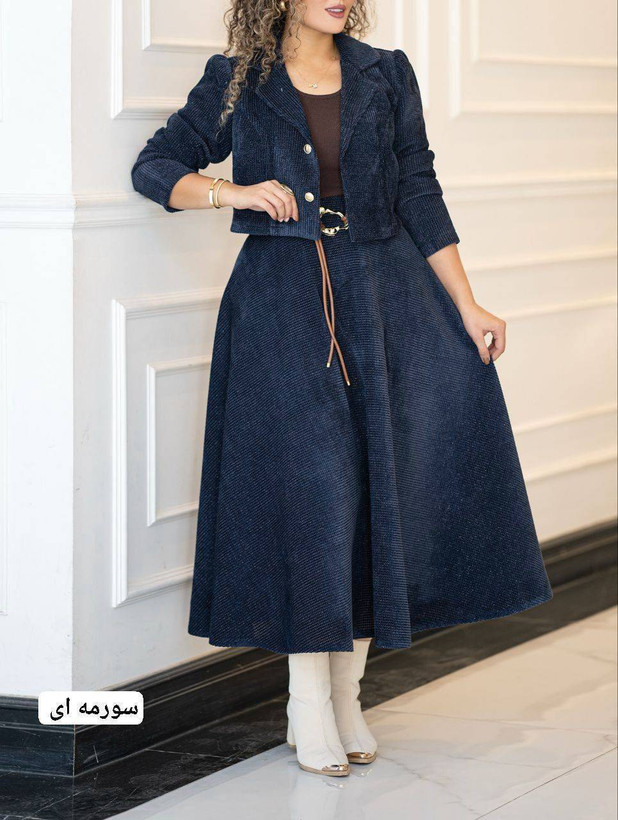 💞کت و دامن زنانه شکیلا💞جنس : 💞کبریتی ریز💞رنگ بندی - فری سایز