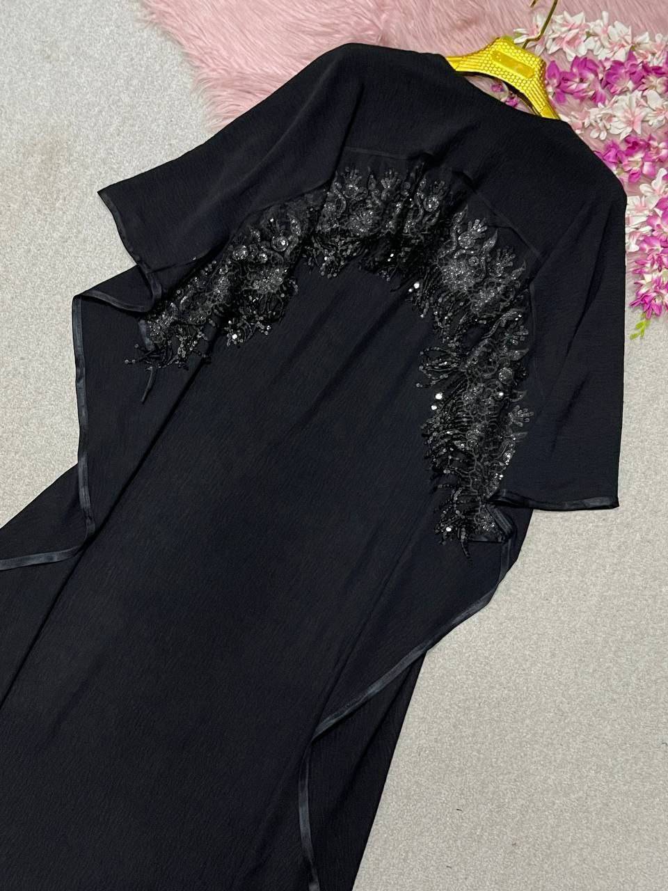 ست پیراهن رویه دار فاخر جنس : ابروبادی مشکی, طلایی فری سایز زنانه
