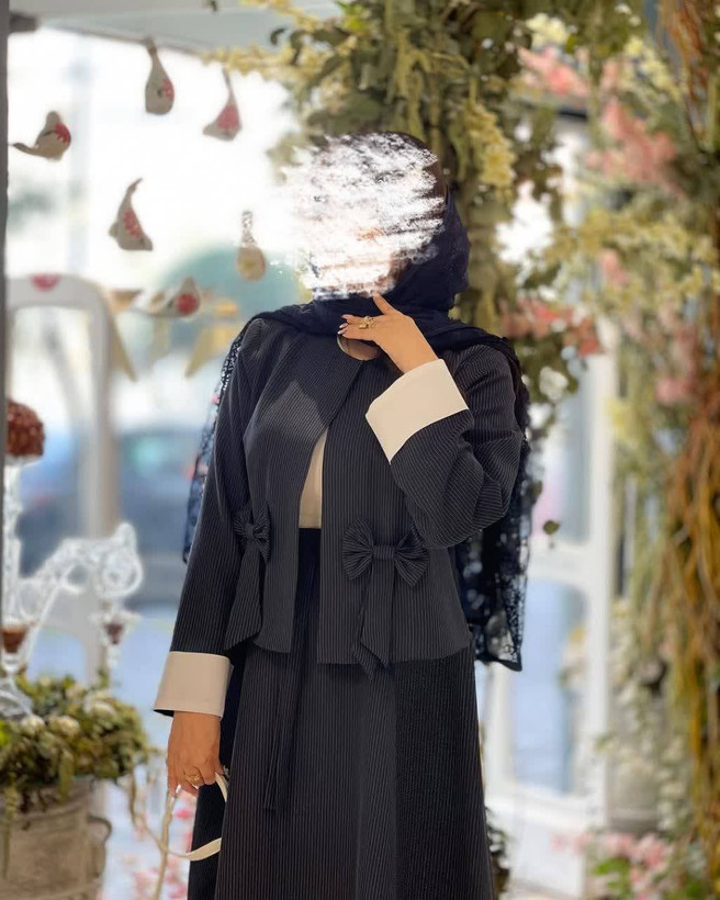 مدل کت دامن پاپیون جنس🧶 دیپلمات پرشیا تک رنگ فری سایز مشکی