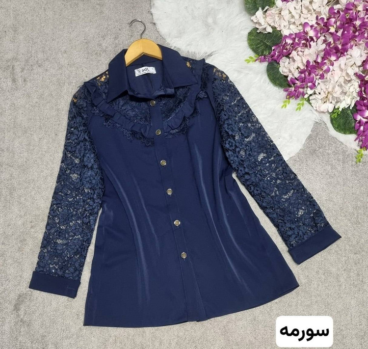 شومیز ملوسک جنس: الیزه درجه 1 و گیپور خارجی درجه1 سبز - سورمه - مشکی سایزبندی زنانه
