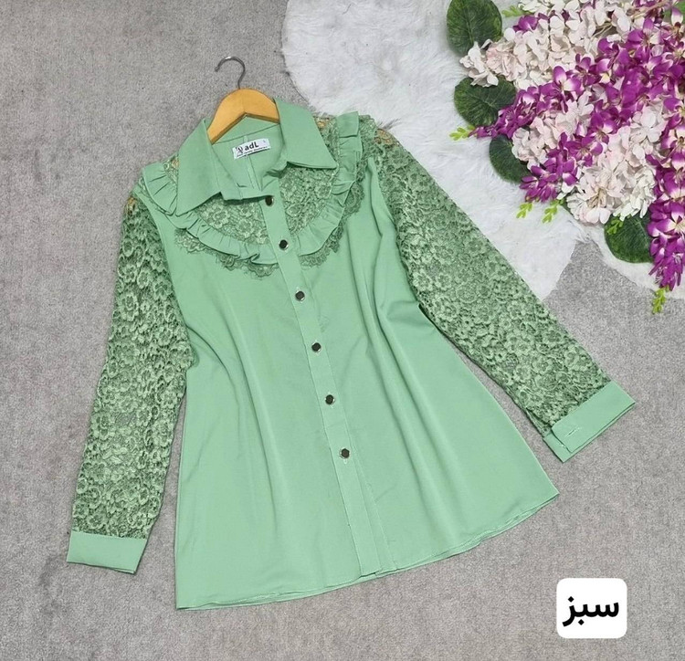 شومیز ملوسک جنس: الیزه درجه 1 و گیپور خارجی درجه1 سبز - سورمه - مشکی سایزبندی زنانه