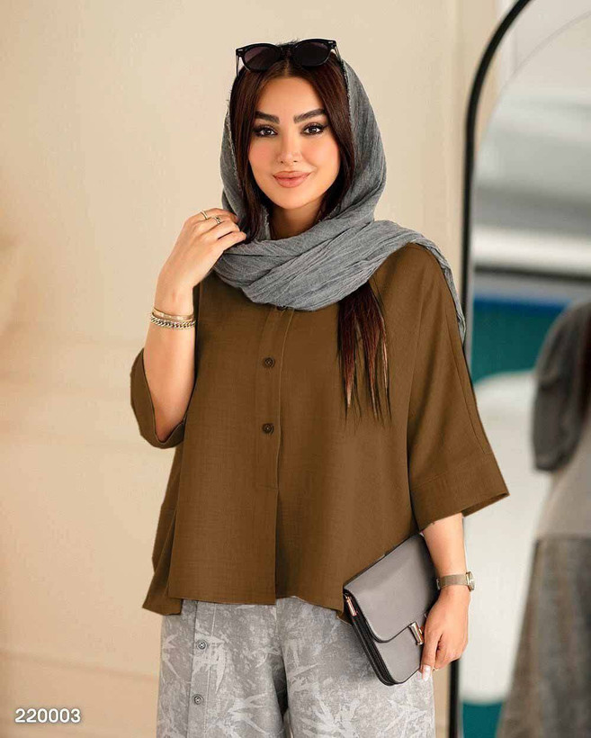 ست بانو شانتون گازوئیلی طوسی, نسکافه ای, سبز, آبی فری سایز زنانه