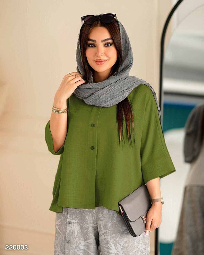 ست بانو شانتون گازوئیلی طوسی, نسکافه ای, سبز, آبی فری سایز زنانه