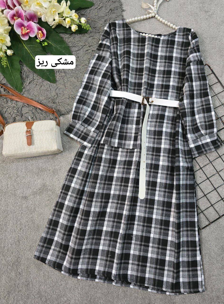 کفتان پیچازی چهارخونه کمربند دار پیچازی پیردوبل گرم بالا فری سایز رنگ بندی زنانه