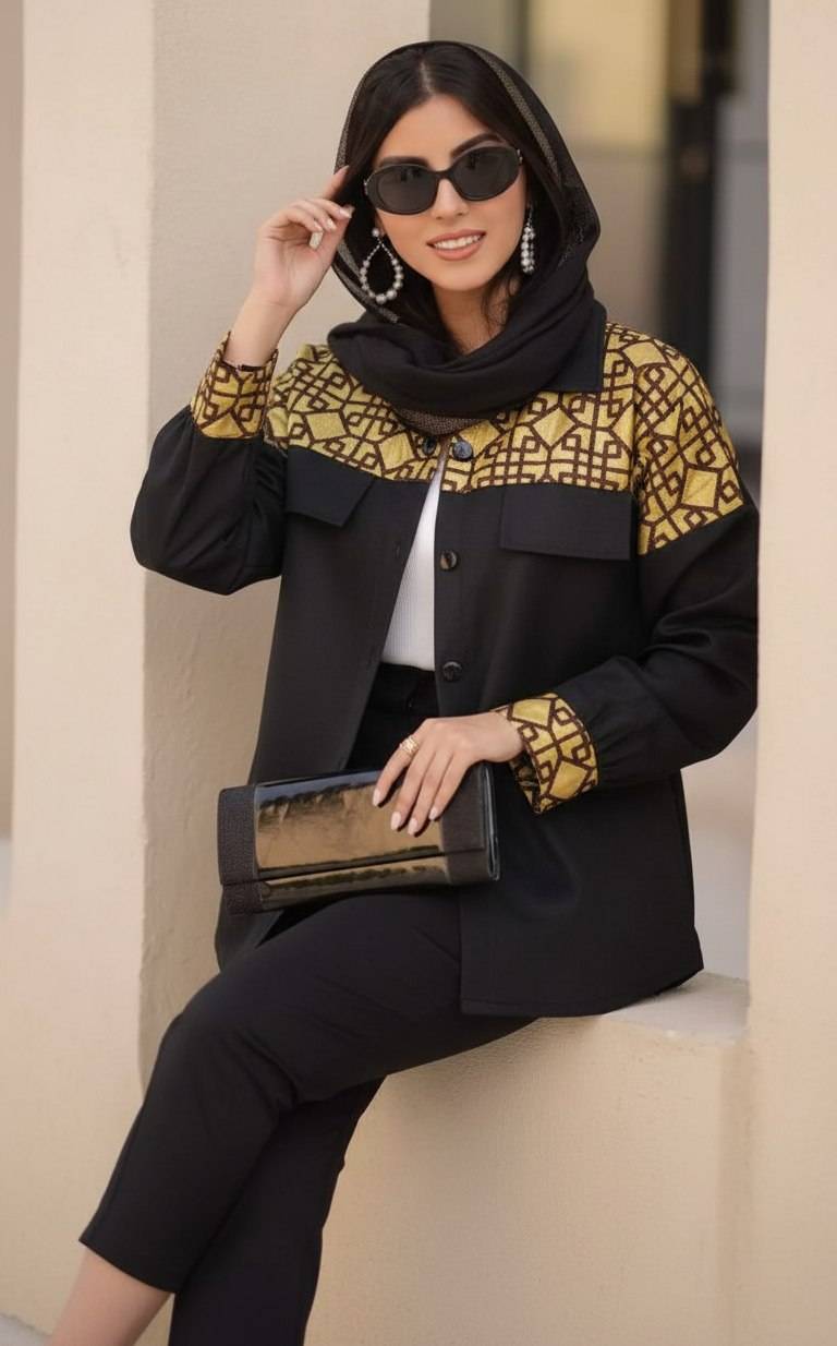 کت بهار جنس : کتان و خرجکار ژاکارد رنگ بندی زنانه